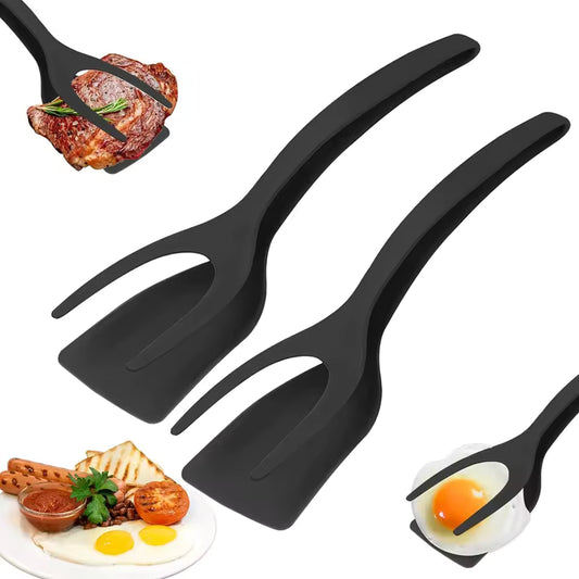 2-in-1 Grip Flip Spatula Tongs – Non-Stick Kitchen Turner for Eggs, Pancakes & More