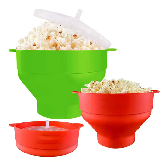 Silicone Microwave Popcorn Popper – Collapsible BPA-Free Popcorn Bowl with Lid