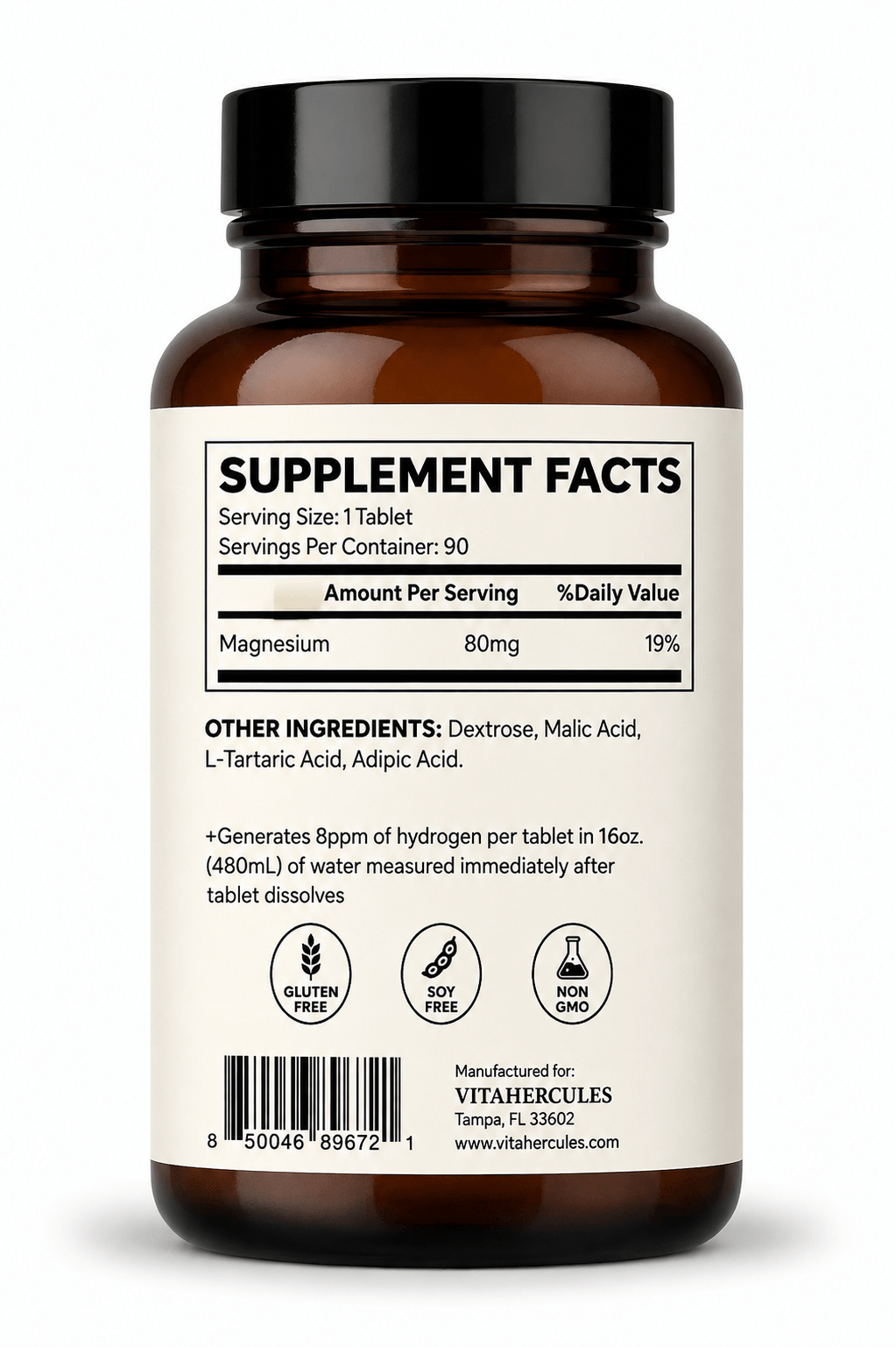 H2VITA® H2 Molecular Hydrogen, 8 ppm, 90 Tablets (90 Servings)